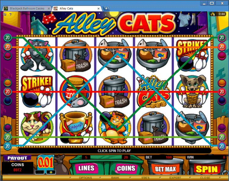 Alley Cats bonus slot machine BlackJack Ballroom