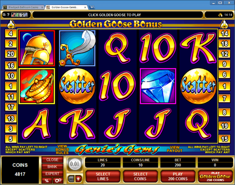 Bonus slot Golden Goose Genie&#8217;s Gems online casino app BlackJack Ballroom