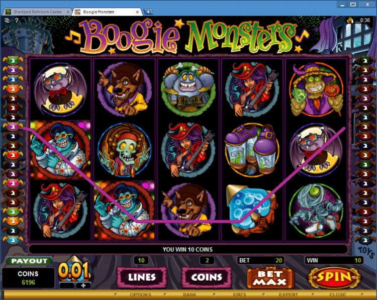 Boogie Monsters bonus slot game BlackJack Ballroom application