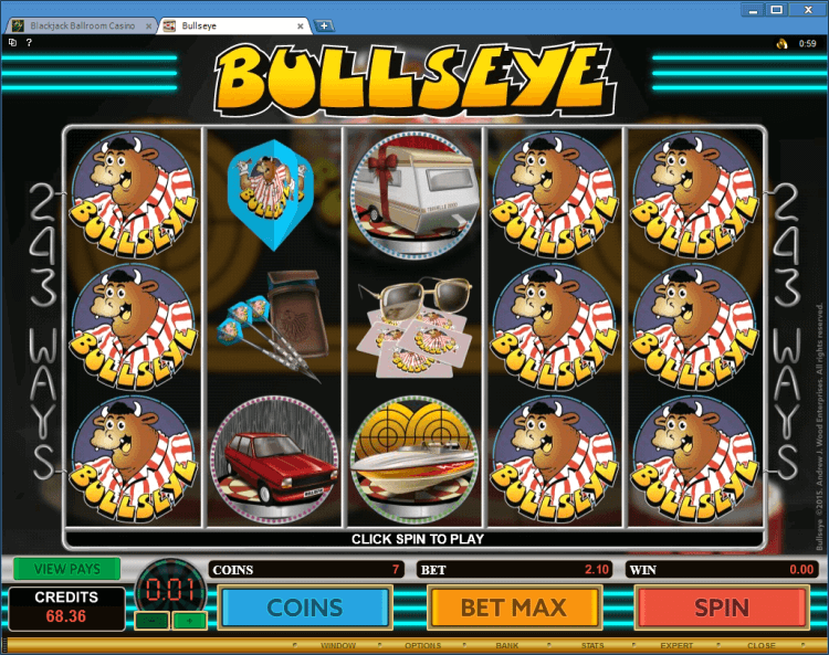 Bullseye bonus slot game Ballroom casino online BlackJack