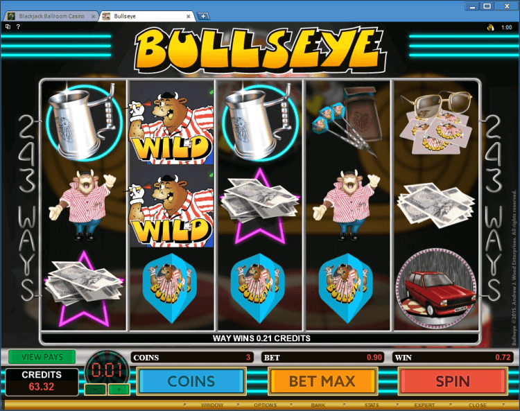 Bullseye bonus slot game Ballroom casino online BlackJack