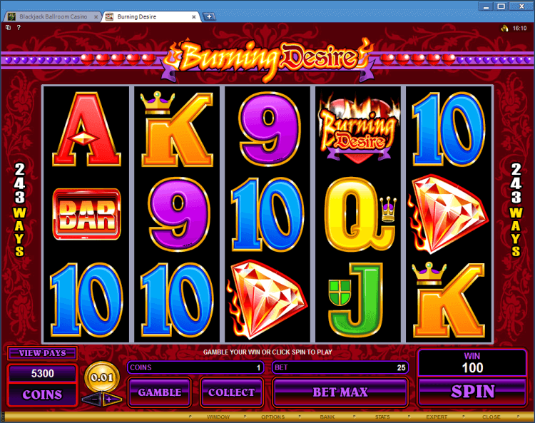 Burning Desire BlackJack Ballroom online casino regular video slot