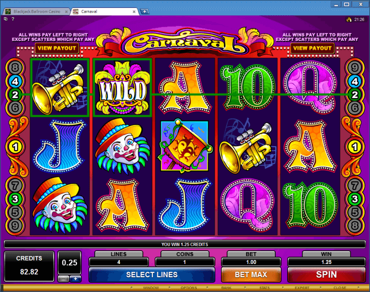 Carnaval regular video slot Ballroom Black Jack app