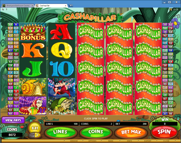 Cashapillar regular video slot BlackJack Ballroom casino online