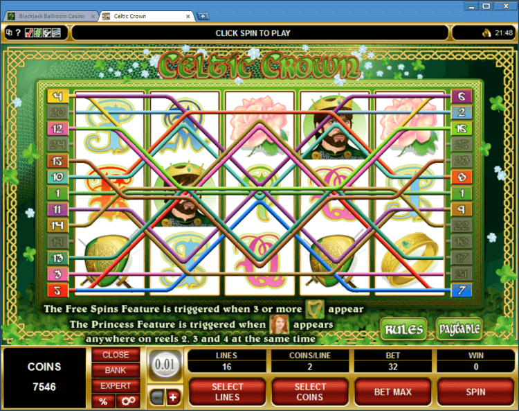 Celtic Crown bonus slot Ballroom BlackJack casino online