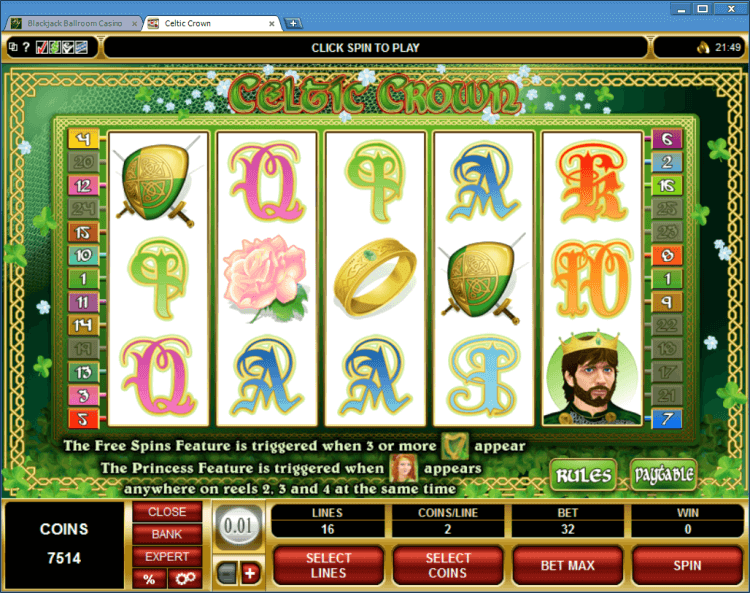 Celtic Crown bonus slot Ballroom BlackJack casino online