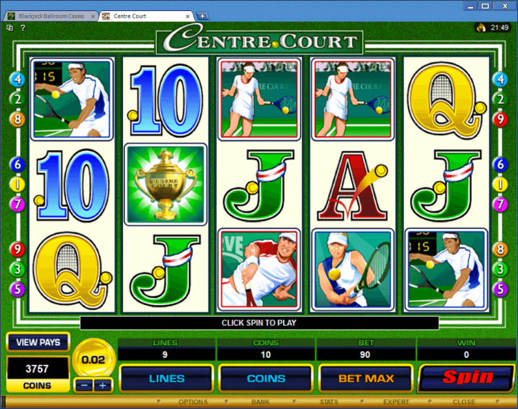 Centre Court regularvideo slot at BlackJack Ballroom online casino