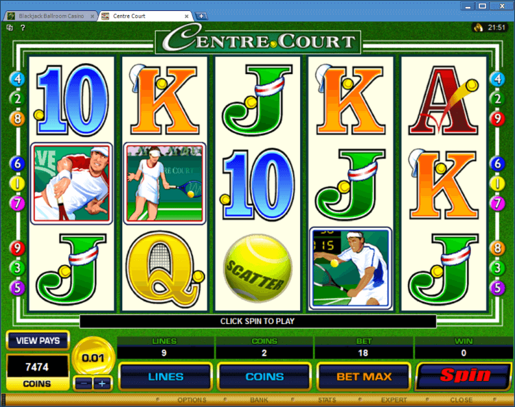 Centre Court regularvideo slot at BlackJack Ballroom online casino