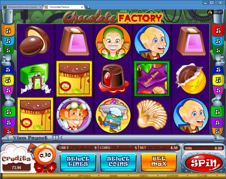 Chocolate Factory bonus slot Ballroom Black Jack application