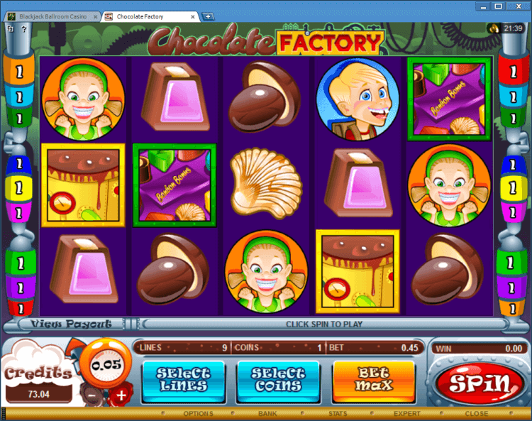 Chocolate Factory bonus slot Ballroom Black Jack application