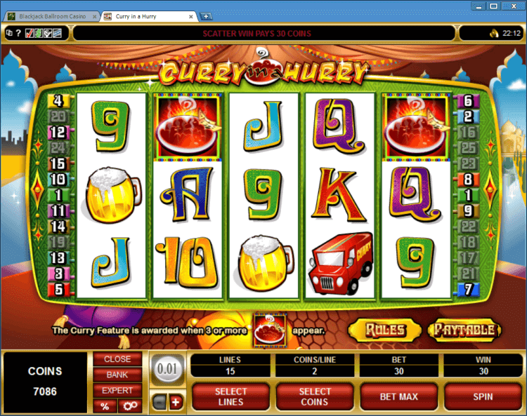 Curry in a Hurry bonus slot BlackJack Ballroom online casino