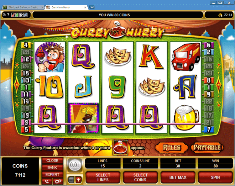 Curry in a Hurry bonus slot BlackJack Ballroom online casino