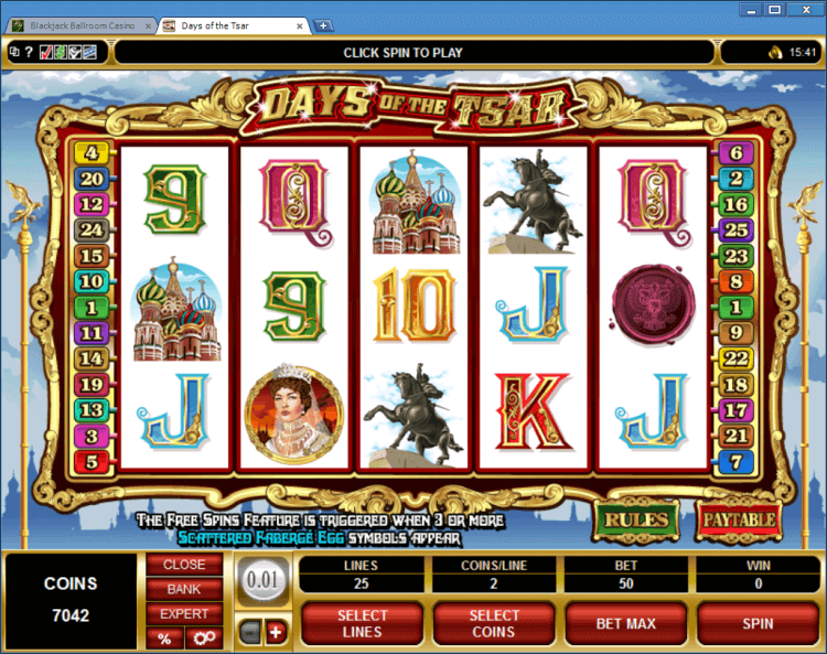 Days of the Tsar regular video slot BlackJack Ballroom online casino