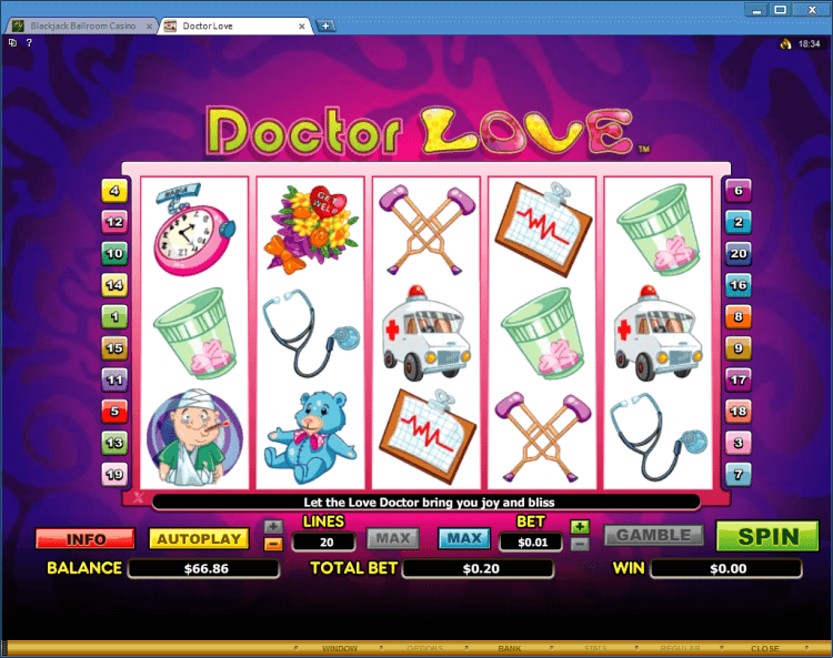 Doctor Love bonus slot BlackJack Ballroom online casino