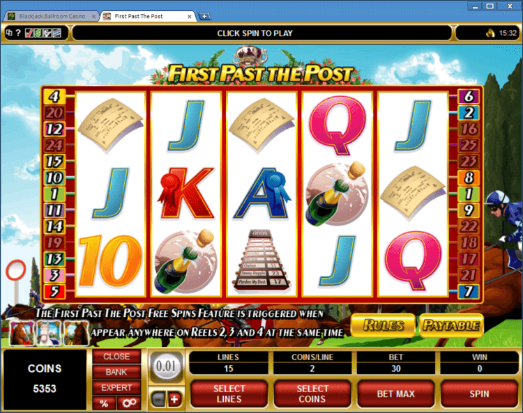 First Past the Post bonus slot BlackJack Ballroom online casino