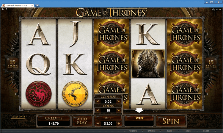 Game of Thrones 15 lines bonus slot BlackJack Ballroom online casino