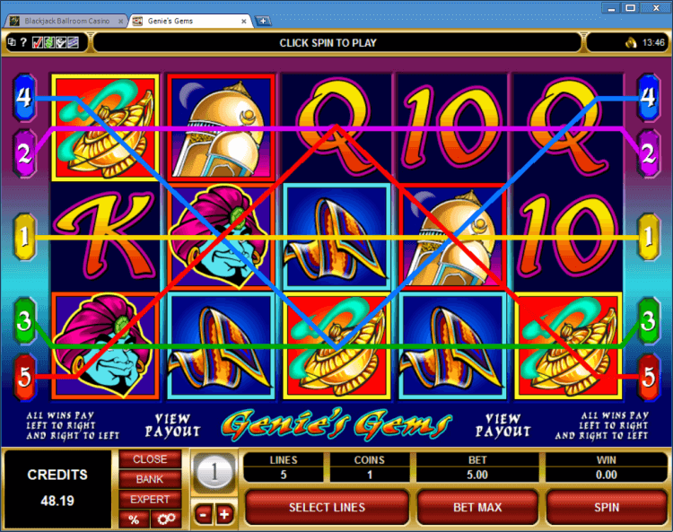 Genie&#8217;s Gems regular video slot BlackJack Ballroom online casino application