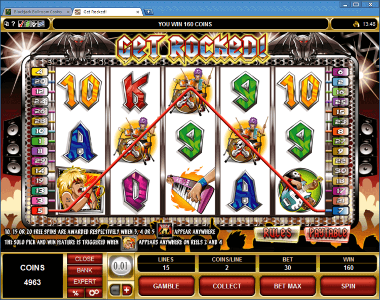 Get Rocked! bonus slot machine BlackJack Ballroom online casino