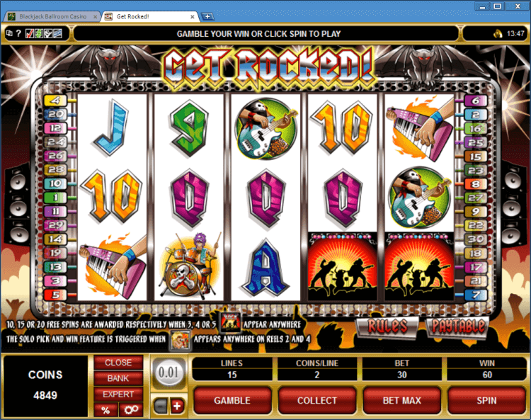 Get Rocked! bonus slot machine BlackJack Ballroom online casino