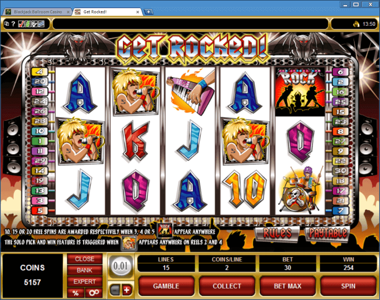 Get Rocked! bonus slot machine BlackJack Ballroom online casino