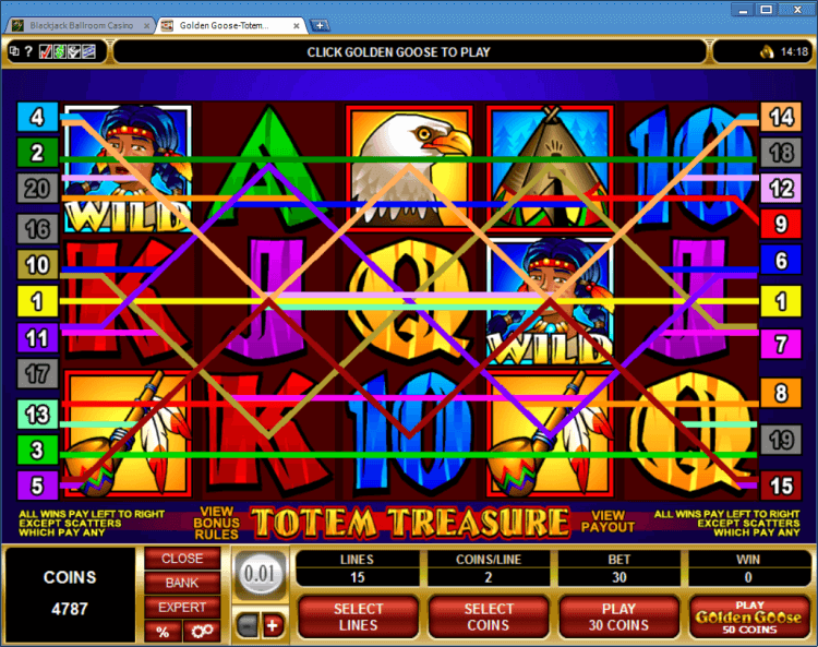 Golden Goose Totem Treasure bonus slot online casino BlackJack Ballroom