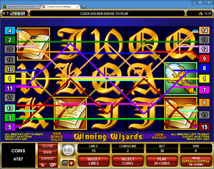 Golden Goose Winning Wizards bonus slot BlackJack Ballroom online casino