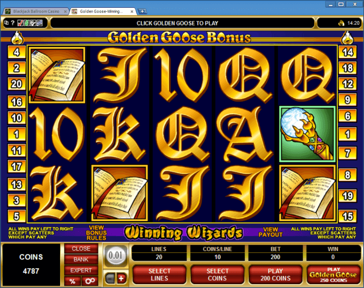 Golden Goose Winning Wizards bonus slot BlackJack Ballroom online casino