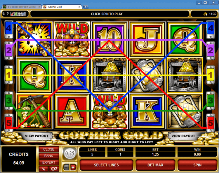 Gopher Gold regular video slot BlackJack Ballroom online casino