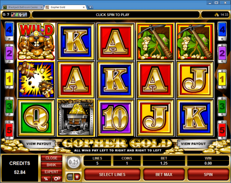 Gopher Gold regular video slot BlackJack Ballroom online casino