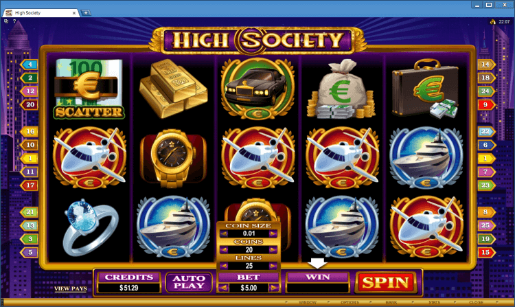 High Society bonus slot BlackJack Ballroom online casino application