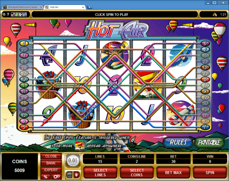 Hot Air regular video slot BlackJack Ballroom online casino