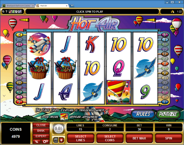 Hot Air regular video slot BlackJack Ballroom online casino