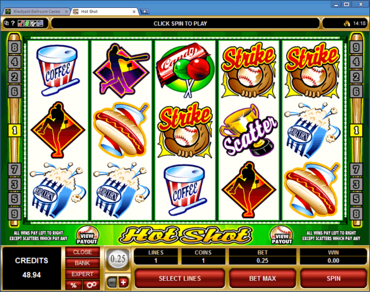 Hot Shot regular video slot BlackJack Balroom online casino