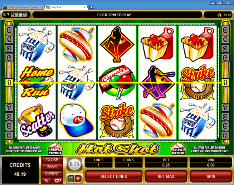 Hot Shot regular video slot BlackJack Balroom online casino