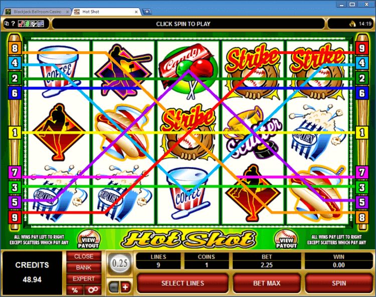 Hot Shot regular video slot BlackJack Balroom online casino