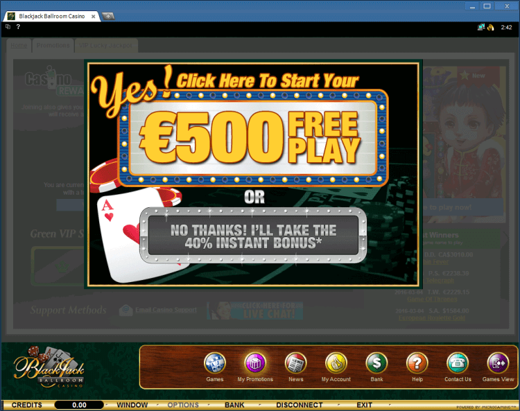 I created real money account! Time to play at the BlackJack Ballroom online casino