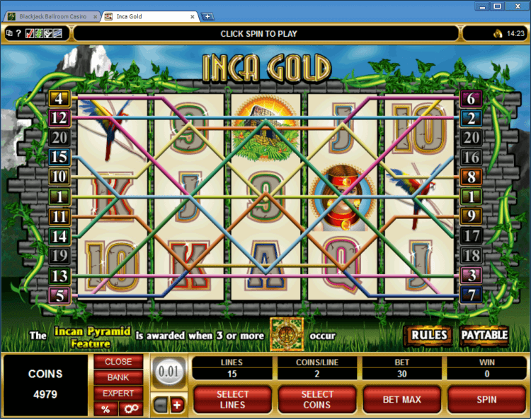 Inca Gold bonus slot BlackJack Ballroom online casino