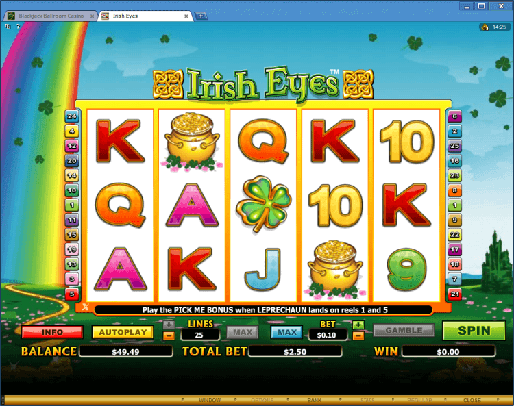 Irish Eyes bonus slot BlackJack Ballroom online casino app
