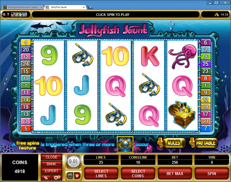 Jellyfish Jaunt regular video slot BlackJack Ballroom online casino app
