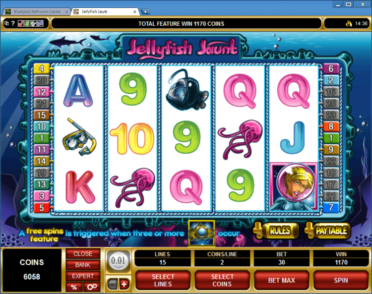 Jellyfish Jaunt regular video slot BlackJack Ballroom online casino app