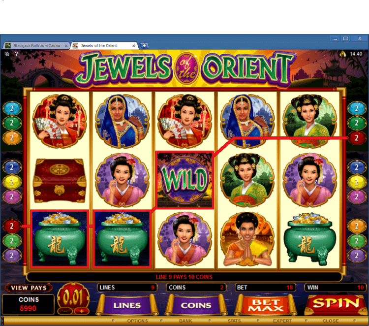 Jewels of the Orient bonus slot BlackJack Ballroom online casino