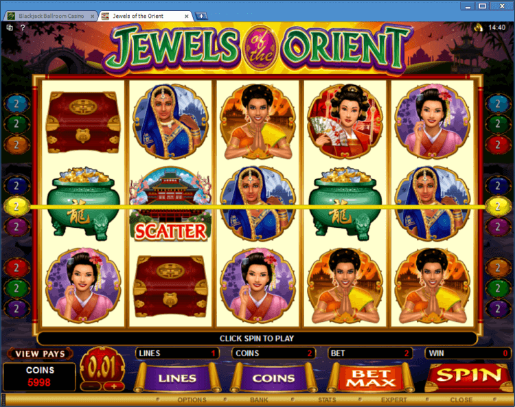 Jewels of the Orient bonus slot BlackJack Ballroom online casino