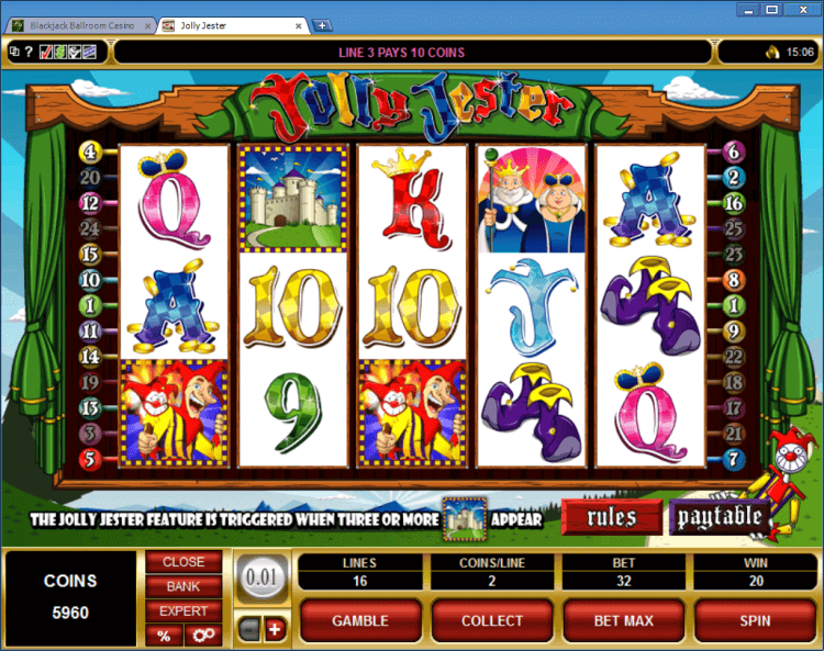 Jolly Jester bonus slot BlackJack Ballroom online casino