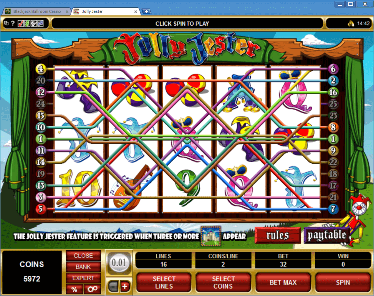 Jolly Jester bonus slot BlackJack Ballroom online casino