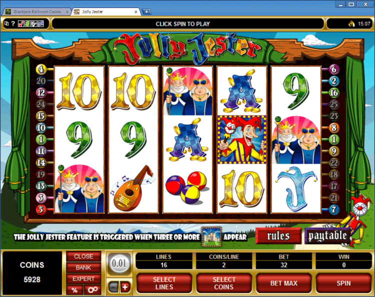 Jolly Jester bonus slot BlackJack Ballroom online casino