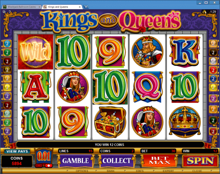 Kings and Queens regular video slot BlackJack Ballroom online casino application