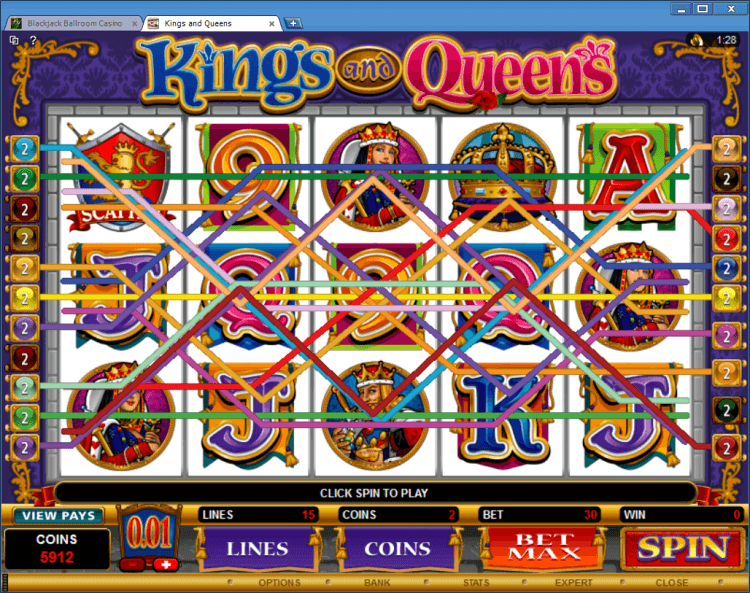 Kings and Queens regular video slot BlackJack Ballroom online casino application