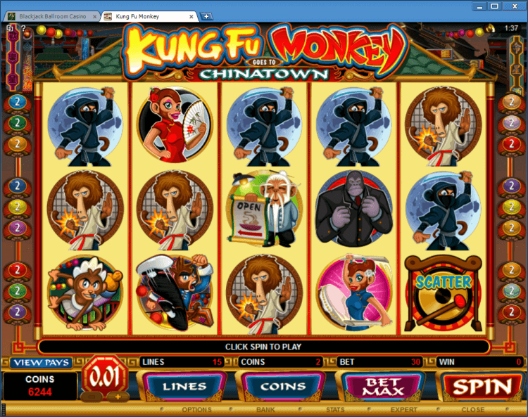 Kung Fu Monkey bonus slot BlackJack Ballroom gambling online