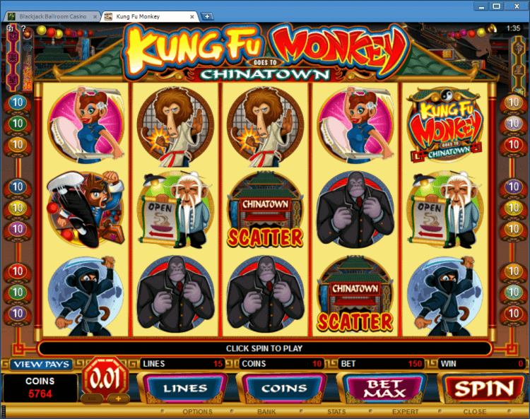 Kung Fu Monkey bonus slot BlackJack Ballroom gambling online