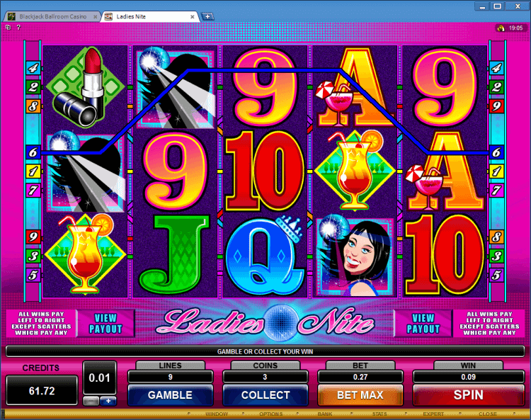 Ladies Nite regular video slot BlackJack Ballroom online casino application